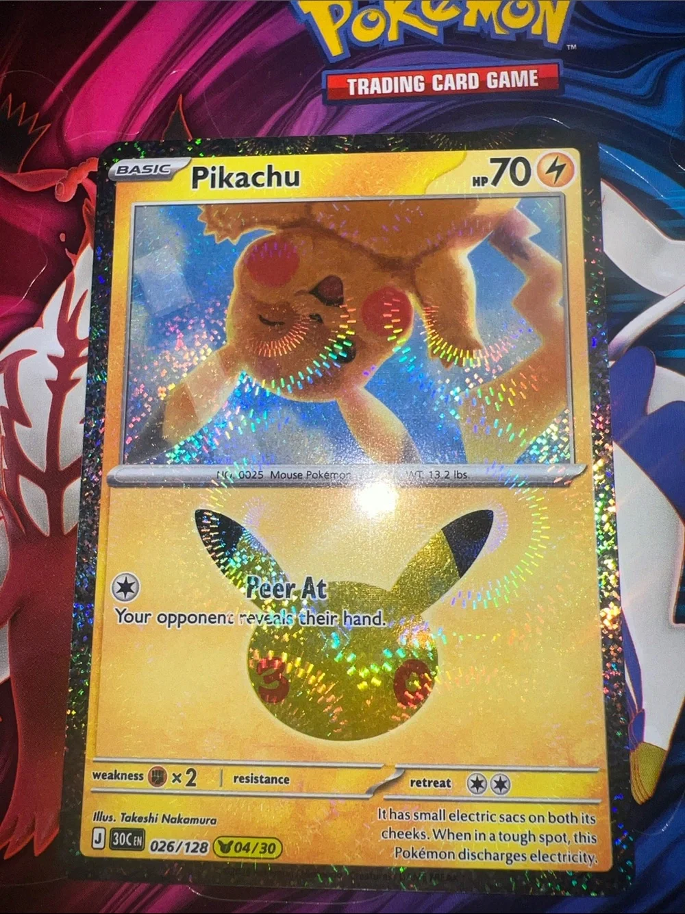 Pokemon Pikachu Holographic Yellow Gold Foil Trading Card